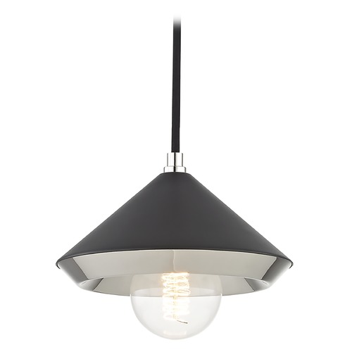 Mitzi by Hudson Valley Marnie Mini Pendant in Polished Nickel by Mitzi by Hudson Valley H139701S-PN/BK