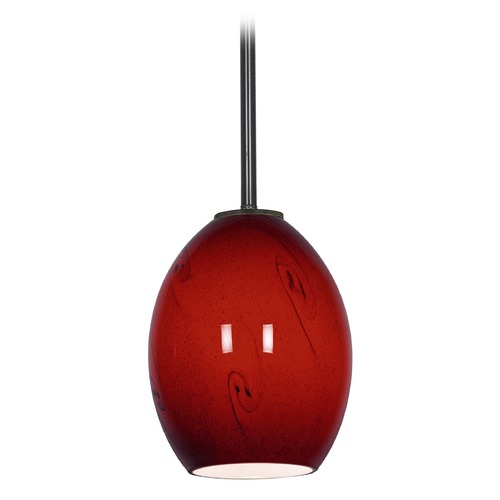Access Lighting Modern Mini Pendant with Red Glass by Access Lighting 28023-1R-ORB/RUSKY