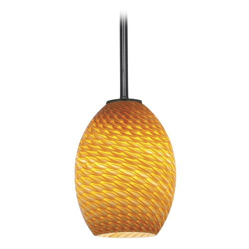 Access Lighting Modern Mini Pendant with Amber Glass by Access Lighting 28023-1R-ORB/AMBFB