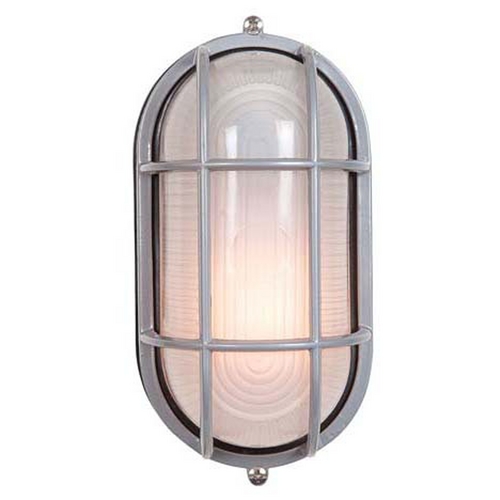 Access Lighting Outdoor Wall Light with White Glass in Satin Nickel by Access Lighting 20292-SAT/FST