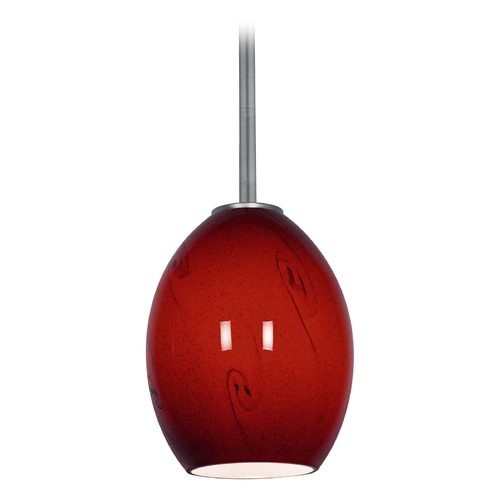 Access Lighting Modern Mini Pendant with Red Glass by Access Lighting 28023-1R-BS/RUSKY