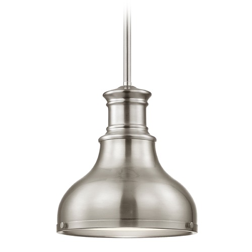 Design Classics Lighting Farmhouse Mini-Pendant Satin Nickel 8.63-Inch Wide 1761-09 SH1778-09 R1778-09