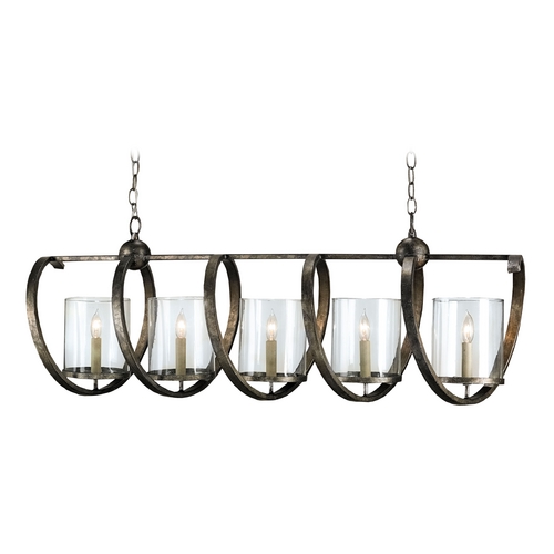 Currey and Company Lighting Currey and Company Lighting Dirty Silver Island Light with Cylindrical Shade 9915