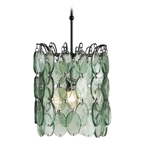 Currey and Company Lighting Airlie Pendant in Satin Black with Recycled Glass by Currey & Company 9920