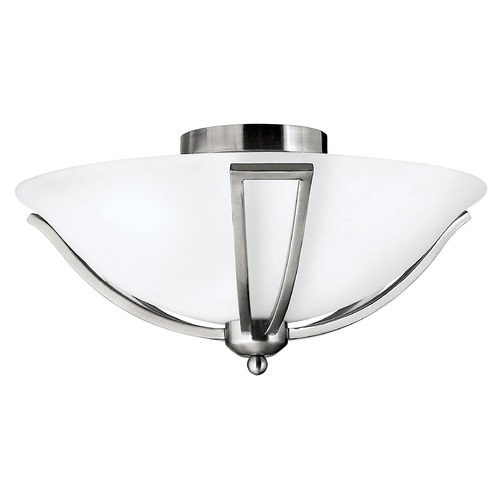 Hinkley Semi-Flushmount Light with White Glass in Brushed Nickel Finish 4660BN