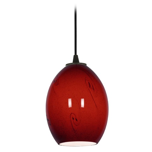 Access Lighting Modern Mini Pendant with Red Glass by Access Lighting 28023-1C-ORB/RUSKY