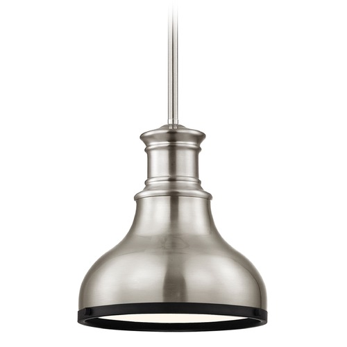 Design Classics Lighting Industrial Metal Mini-Pendant Satin Nickel and Black 8.63-Inch Wide 1761-09 SH1778-09 R1778-07