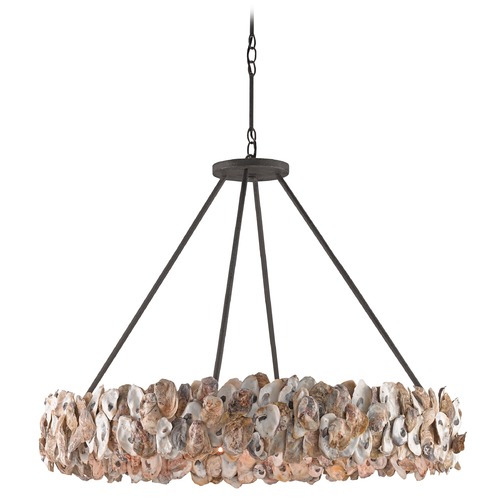 Currey and Company Lighting Currey and Company Oyster Textured Bronze / Natural Pendant Light 9672