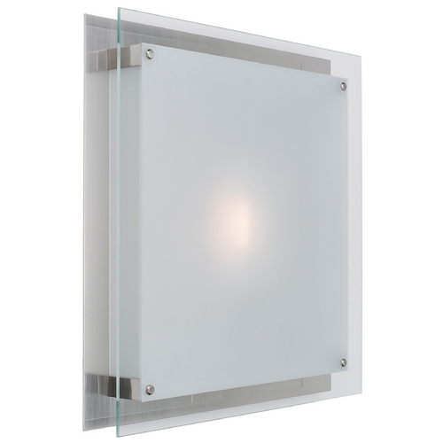 Access Lighting Modern Flush Mount with White Glass in Brushed Steel by Access Lighting 50031-BS/FST