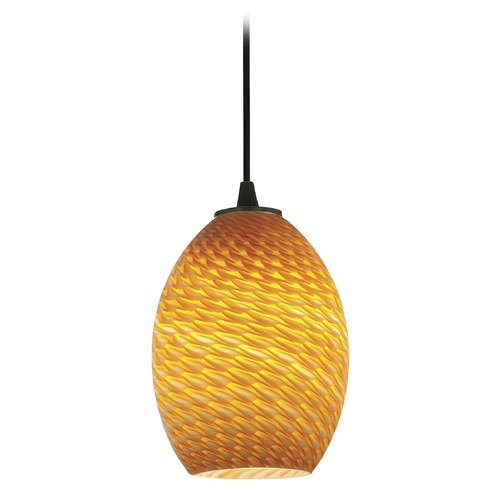 Access Lighting Modern Mini Pendant with Amber Glass by Access Lighting 28023-1C-ORB/AMBFB