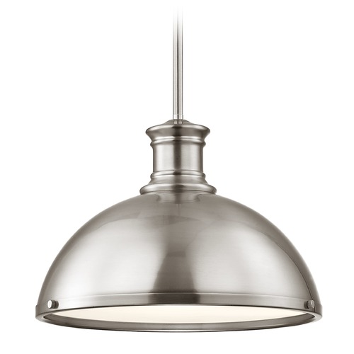 Design Classics Lighting Industrial Pendant Light Satin Nickel13.38-Inch Wide 1761-09 SH1776-09 R1776-09