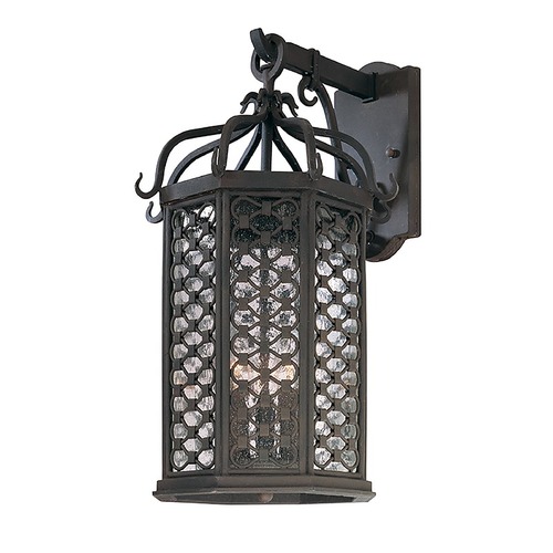 Troy Lighting Los Olivos 20.50-Inch Seeded Glass Outdoor Wall Light in Old Iron by Troy Lighting B2373OI