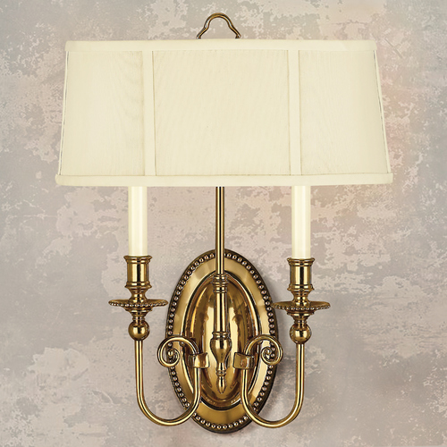 Hinkley Sconce Wall Light with Beige / Cream Shade in Burnished Brass Finish 3610BB