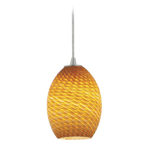 Access Lighting Modern Mini Pendant with Amber Glass by Access Lighting 28023-1C-BS/AMBFB