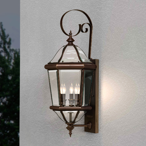 Hinkley Outdoor Wall Light with Clear Glass in Copper Bronze Finish 2454CB