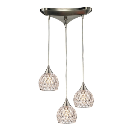 Elk Lighting Crystal Multi-Light Pendant Light with Clear Glass and 3-Lights 10341/3