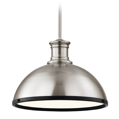 Design Classics Lighting Industrial Pendant Light Satin Nickel and Black 13.38-Inch Wide 1761-09 SH1776-09 R1776-07