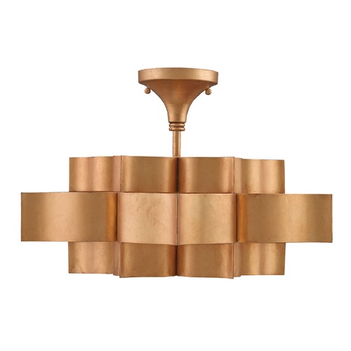 Currey and Company Lighting Grand Lotus Semi Flush in Antique Gold Leaf by Currey & Company 9944