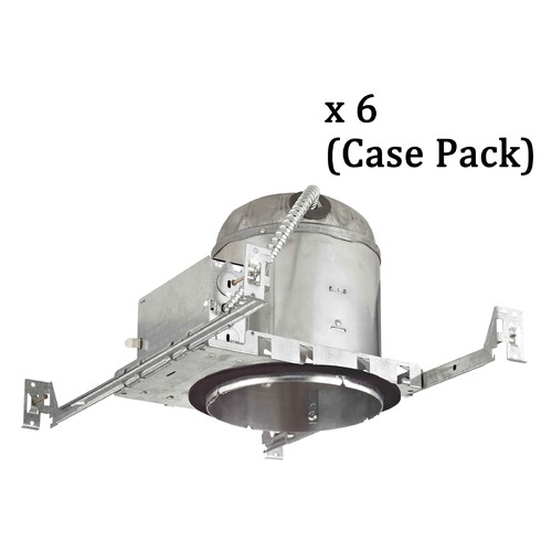 Recesso Lighting by Dolan Designs 6-Inch New Construction E26 Recessed Can Light IC & Airtight Flat Ceiling Case Pack of 6 IC6-CASE