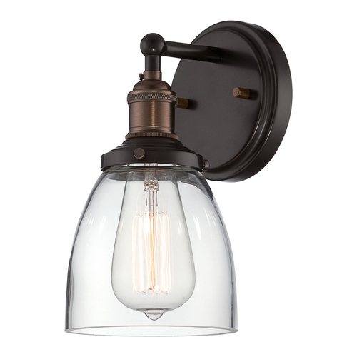 Nuvo Lighting Sconce Wall Light with Clear Glass in Rustic Bronze by Nuvo Lighting 60/5514