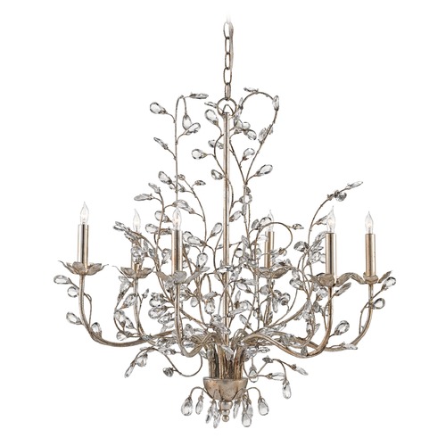 Currey and Company Lighting Crystal Bud 28-Inch Chandelier in Silver Granello by Currey & Company 9973