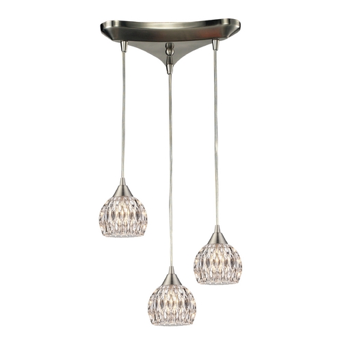 Elk Lighting Crystal Multi-Light Pendant Light with Clear Glass and 3-Lights 10342/3