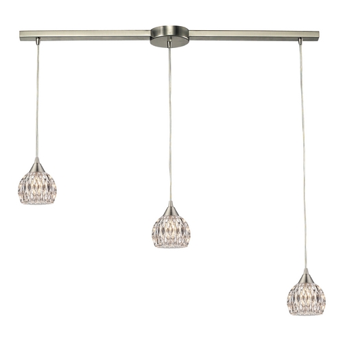 Elk Lighting Crystal Multi-Light Pendant Light with Clear Glass and 3-Lights 10342/3L