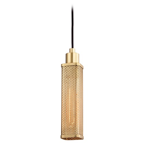 Hudson Valley Lighting Gibbs Aged Brass Mini Pendant with Rectangle Shade by Hudson Valley Lighting 7033-AGB