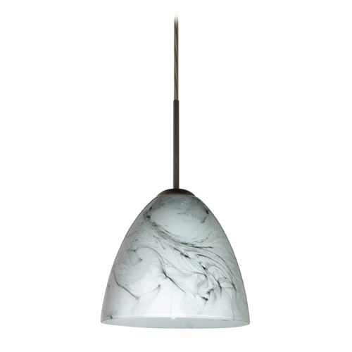 Besa Lighting Modern Pendant Light Marble Grigio Glass Bronze by Besa Lighting 1JT-4470MG-BR