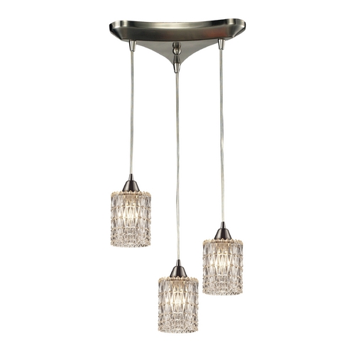Elk Lighting Crystal Multi-Light Pendant Light with Clear Glass and 3-Lights 10343/3