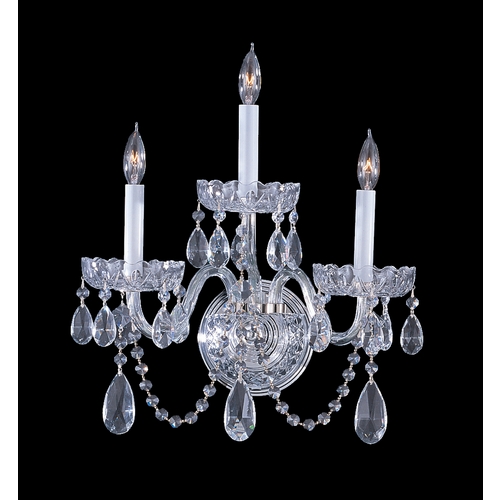 Crystorama Lighting Traditional Crystal Sconce Wall Light in Polished Chrome by Crystorama Lighting 1033-CH-CL-SAQ