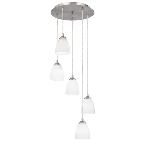 Design Classics Lighting Adjustable Multi-Light Pendant with White Bell Glass and Five Lights 580-09 GL1028MB