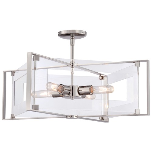 George Kovacs Lighting Crystal Clear Semi-Flush Mount in Polished Nickel by George Kovacs P1403-613