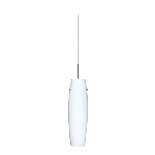 Besa Lighting Modern Pendant Light White Glass Satin Nickel by Besa Lighting 1JT-489707-SN