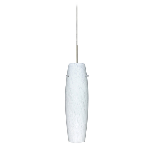 Besa Lighting Modern Pendant Light White Glass Satin Nickel by Besa Lighting 1JT-489719-SN