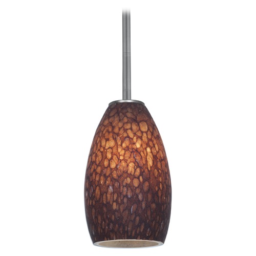 Access Lighting Modern Mini Pendant with Brown Glass by Access Lighting 28012-1R-BS/BRST