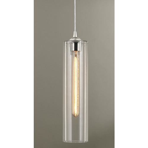 Design Classics Lighting Industrial Mini-Pendant Clear Glass Satin Nickel 582-09 GL1640C