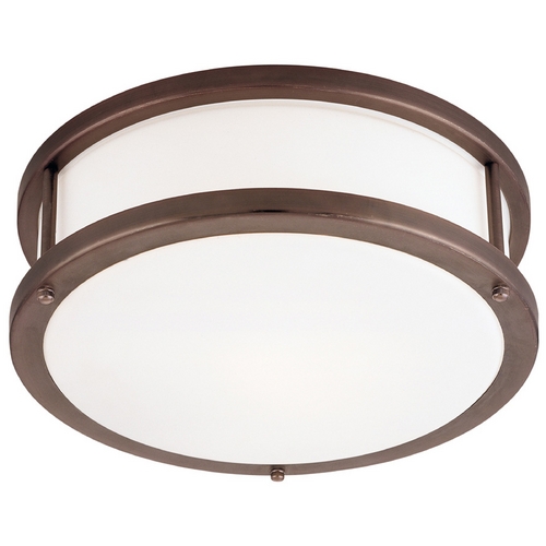 Access Lighting Modern Flush Mount with White Glass in Bronze by Access Lighting 50079-BRZ/OPL