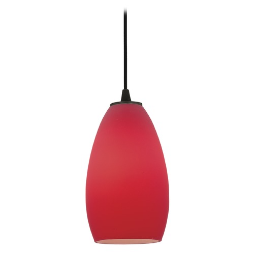 Access Lighting Modern Mini Pendant with Red Glass by Access Lighting 28012-1C-ORB/RED