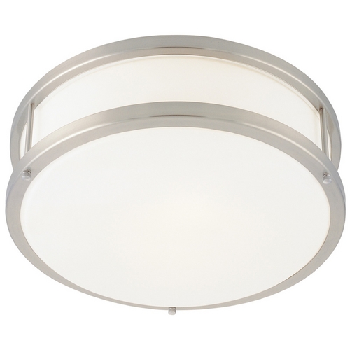 Access Lighting Modern Flush Mount with White Glass in Brushed Steel by Access Lighting 50079-BS/OPL