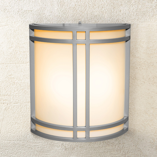 Access Lighting Outdoor Wall Light with White Glass in Satin Nickel by Access Lighting 20362-SAT/OPL