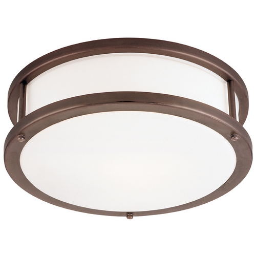 Access Lighting Modern Flush Mount with White Glass in Bronze by Access Lighting 50080-BRZ/OPL