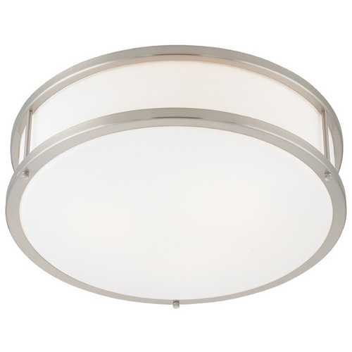 Access Lighting Modern Flush Mount with White Glass in Brushed Steel by Access Lighting 50080-BS/OPL