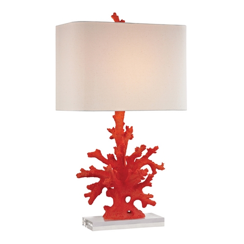 Elk Lighting LED Table Lamp with Beige / Cream Shade in Red Coral Finish D2493-LED