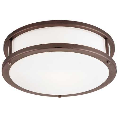 Access Lighting Modern Flush Mount with White Glass in Bronze by Access Lighting 50081-BRZ/OPL