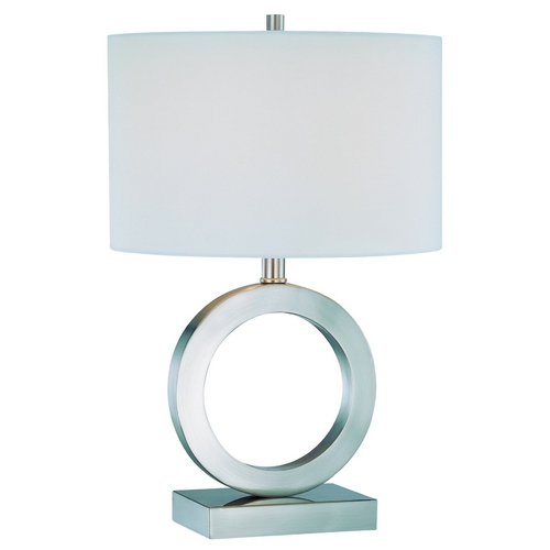 Lite Source Table Lamp, Polished Steel, White Fabric Shade - LS-21540