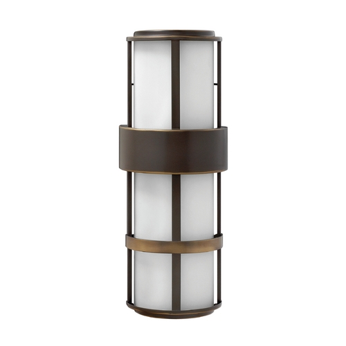 Hinkley Modern Outdoor Wall Light with White Glass in Metro Bronze Finish 1909MT