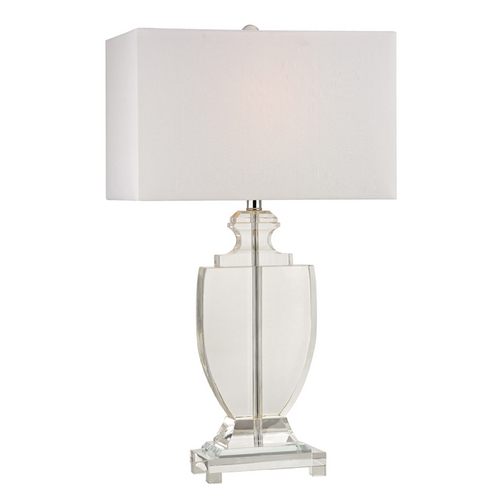 Elk Lighting Avonmead 26-Inch Solid Crystal Table Lamp with White Faux Silk Shade D2483