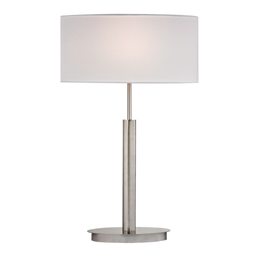 Elk Lighting Modern Table Lamp with White Shades in Satin Nickel Finish D2549