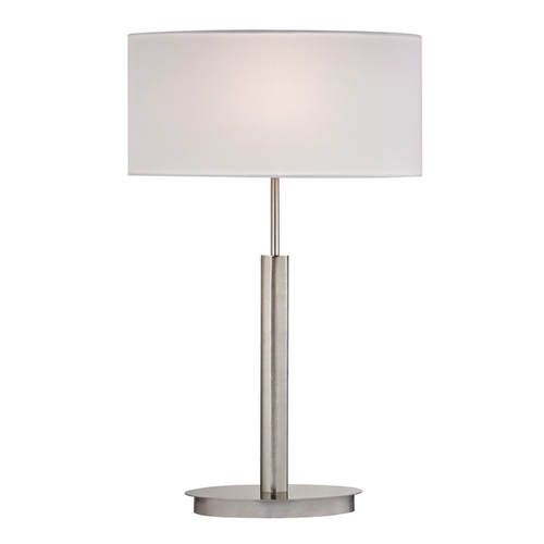 Elk Lighting Modern LED Table Lamp with White Shades in Satin Nickel Finish D2549-LED